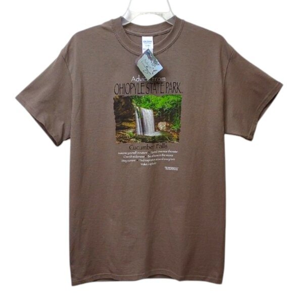Gildan Tops - Gildan Advice From Nature - Ohiopyle State Park Cotton Brown SS Graphic Tee NWT